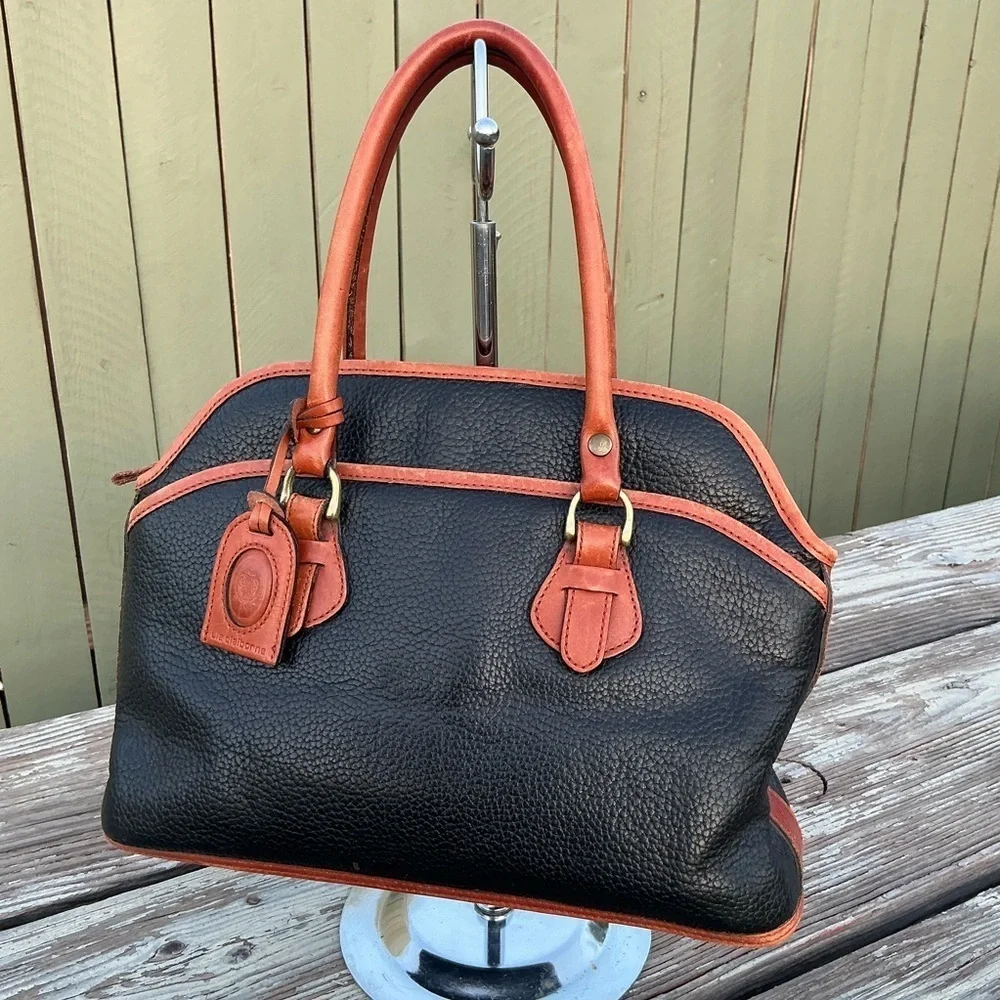Vintage 80s Liz Claiborne Blue Pebbled Leather Handbag